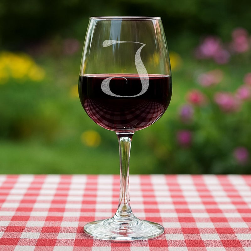 On The Rox Monogrammed A-Z Wine Gifts for Women - 12.75 oz Engraved Personalized Wine Glass- Funny Wine Lover Monogram Gifts for Women - Unique Wine Glasses Gift Set (J) - Image 5